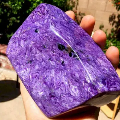 Charoite is a purple to purple silicate mineral whose vibrant purple color, along with interesting