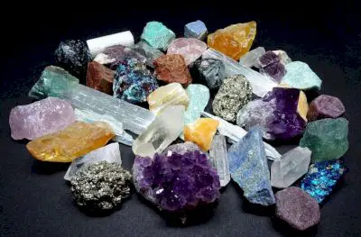 Minerals can be identified by their physical properties, such as hardness, color, appearance (luster) and odor