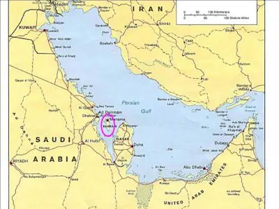 Bahrain is located in the neighborhood of Iran, Saudi Arabia, and Qatar, it has many large and small islands