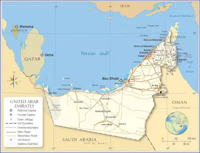 The UAE is a monarchy in southwest Asia and east of the Arabian Peninsula as an important country due to its geographical location due to its location in the south of the Persian Gulf‎‎