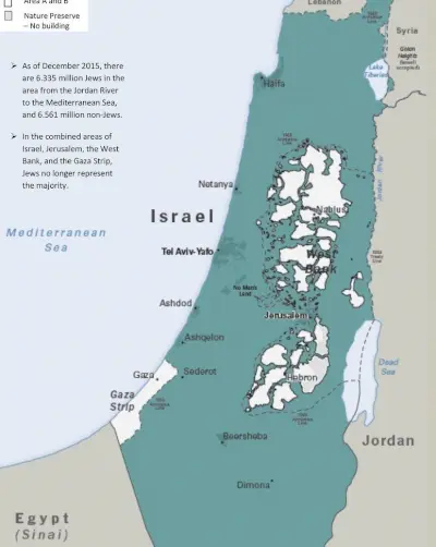 Palestine theoretically includes the West Bank (a territory that sits between modern-day Israel and Jordan) and the Gaza Strip (which borders modern-day Israel and Egypt)